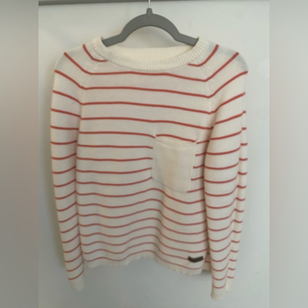 Boys H&M cream and pink striped sweater Size 6/7